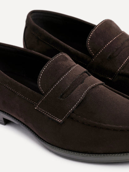 Aurelio Mens Brown Faux Suede Penny Loafers