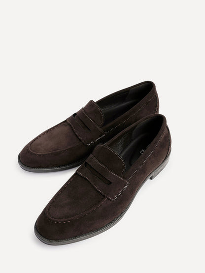Aurelio Mens Brown Faux Suede Penny Loafers