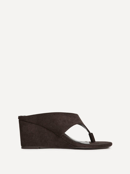 Avalon Brown Toe Post Wedge Sandals