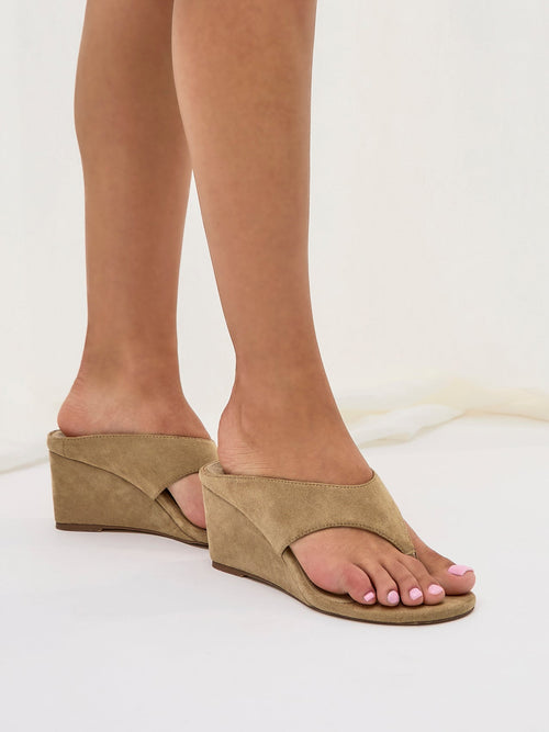 Avalon Sand Toe Post Wedge Sandals