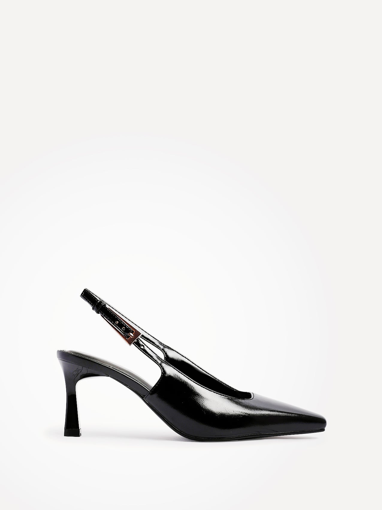 Avani Black Faux Leather Court Heels