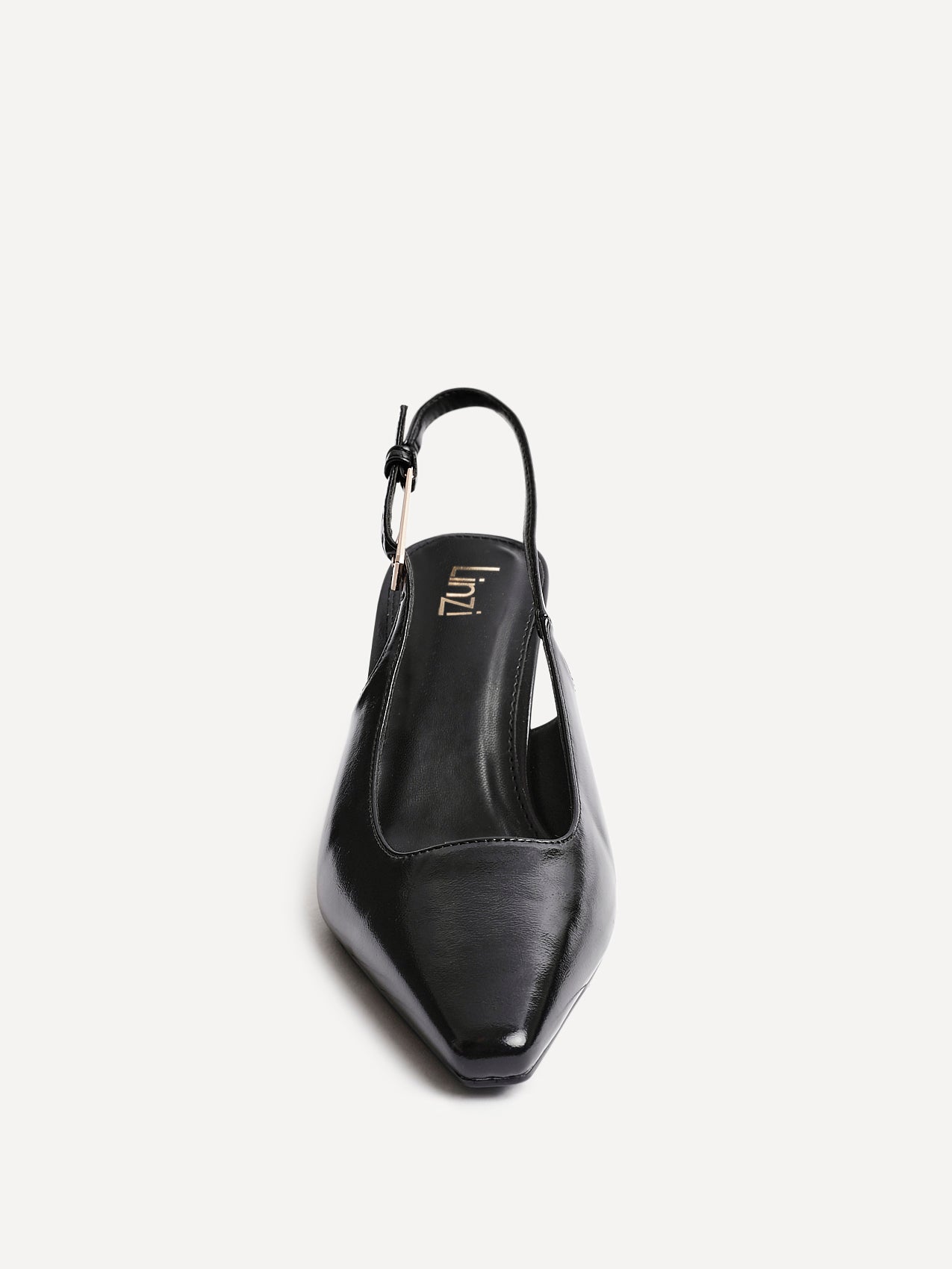 Avani Black Faux Leather Court Heels