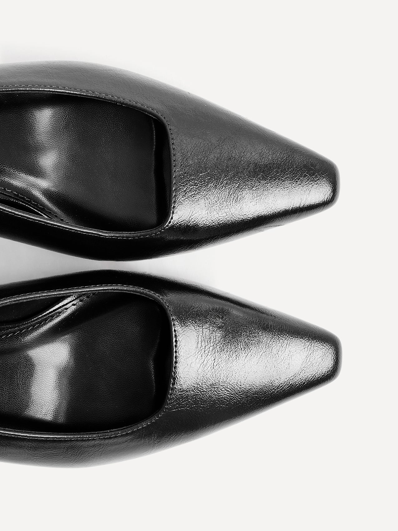 Avani Black Faux Leather Court Heels