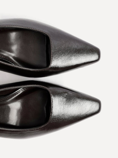 Avani Brown Faux Leather Court Heels