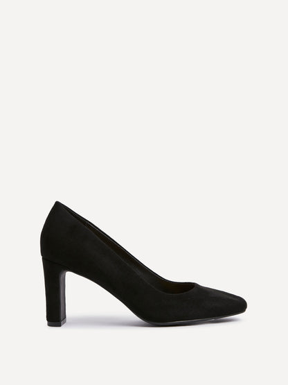 Agenda Black Faux Suede Court Heels