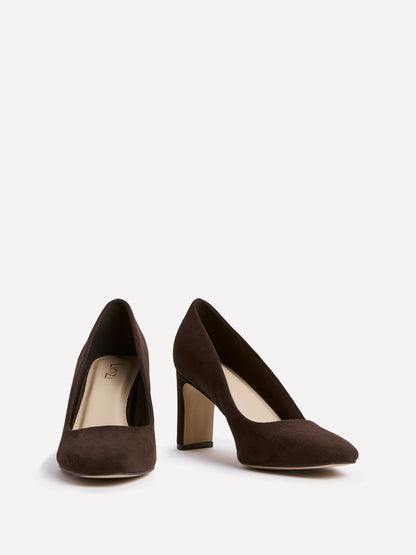 Agenda Brown Faux Suede Court Heels