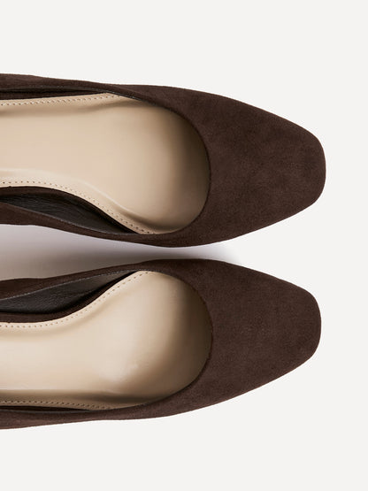 Agenda Brown Faux Suede Court Heels