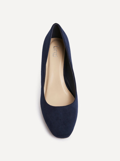 Agenda Navy Faux Suede Court Heels