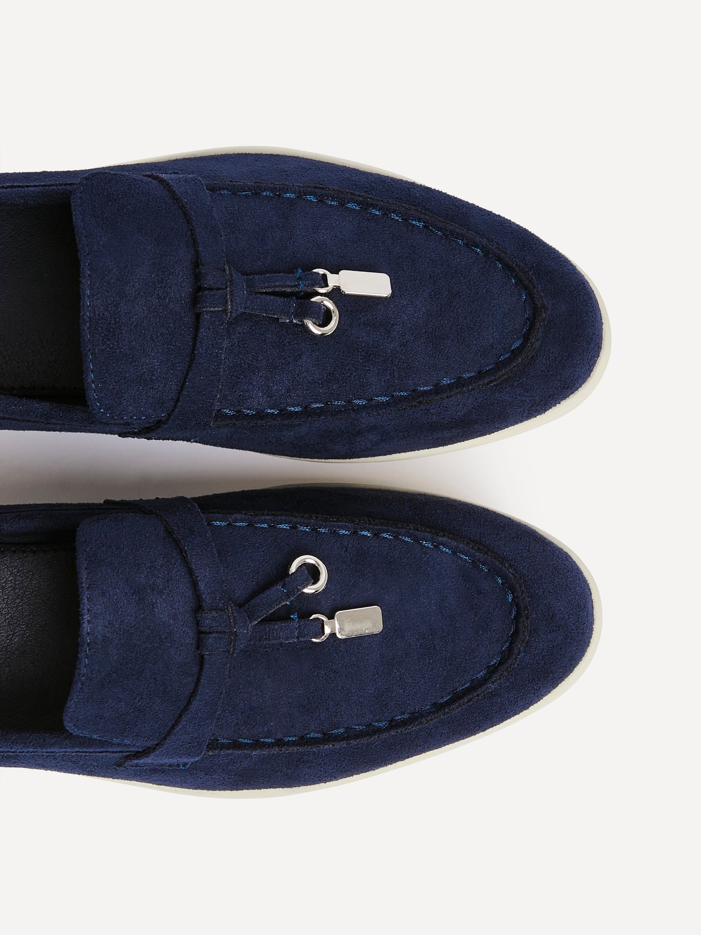 Alette Navy Faux Suede Slip On Loafers