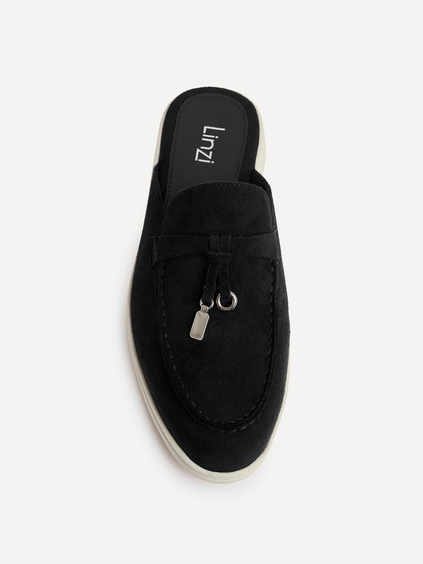 Alix Black Faux Suede Slip On Mules