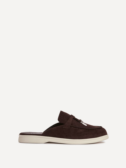 Alix Brown Faux Suede Slip On Mules