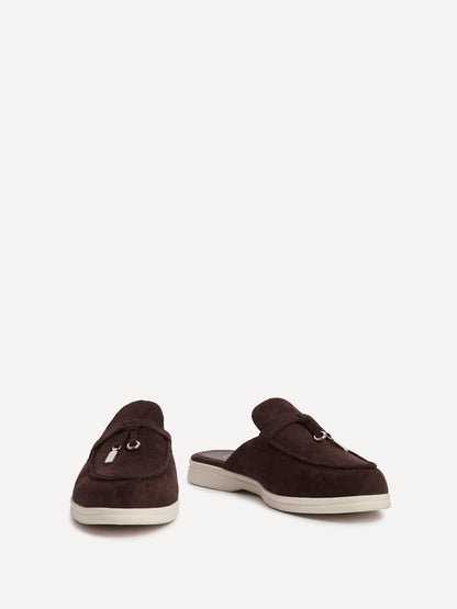 Alix Brown Faux Suede Slip On Mules