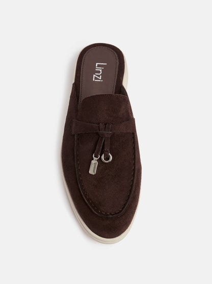 Alix Brown Faux Suede Slip On Mules