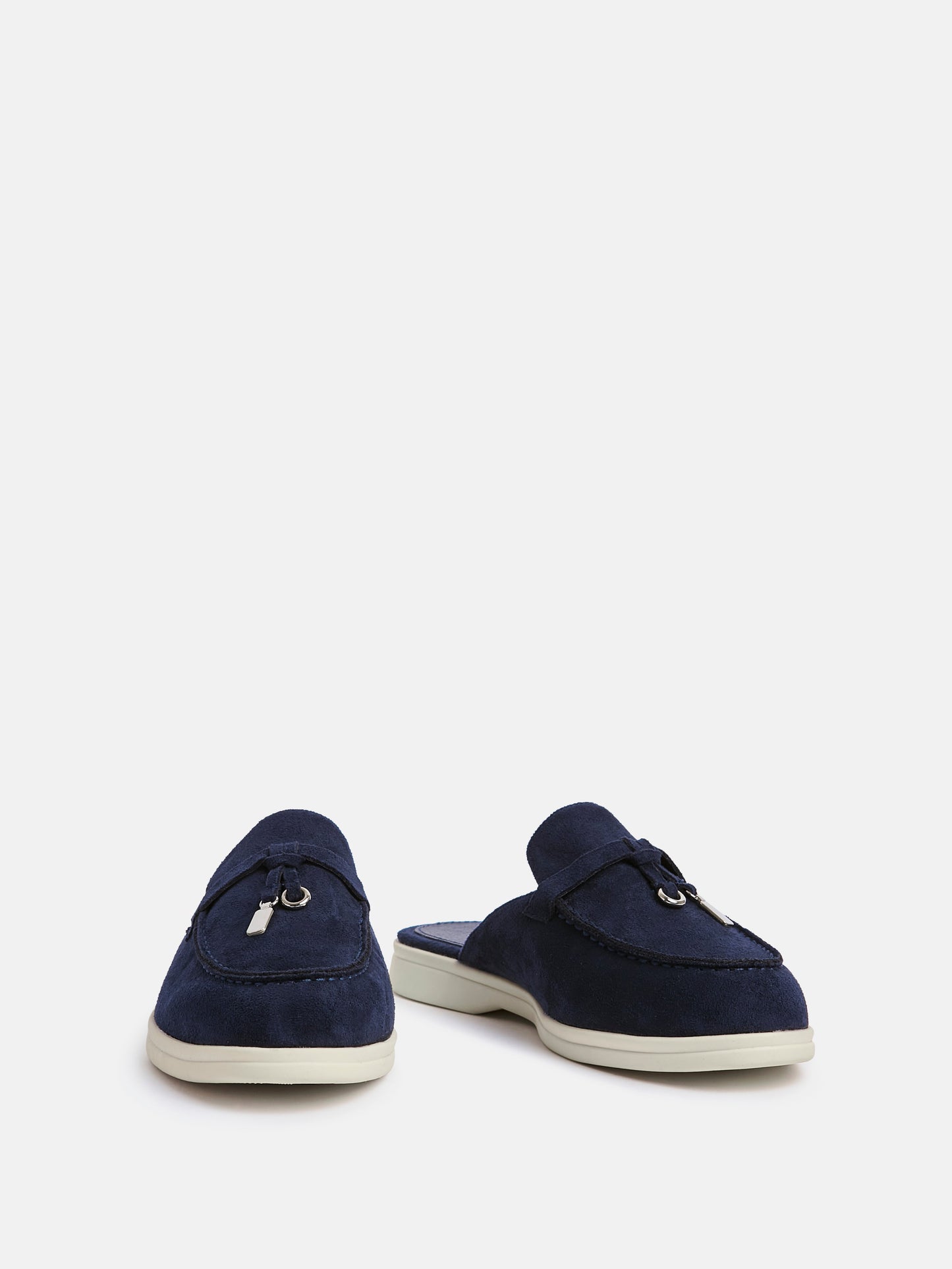Alix Navy Faux Suede Slip On Mules