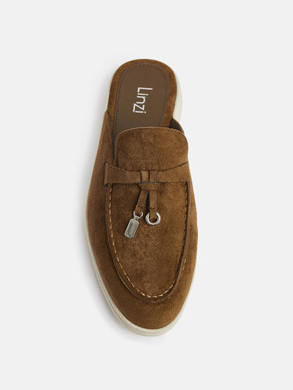 Alix Tan Faux Suede Slip On Mules