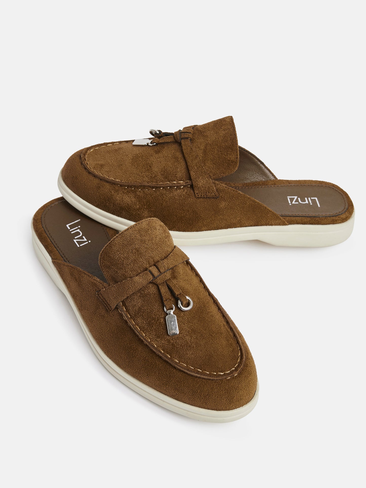 Alix Tan Faux Suede Slip On Mules