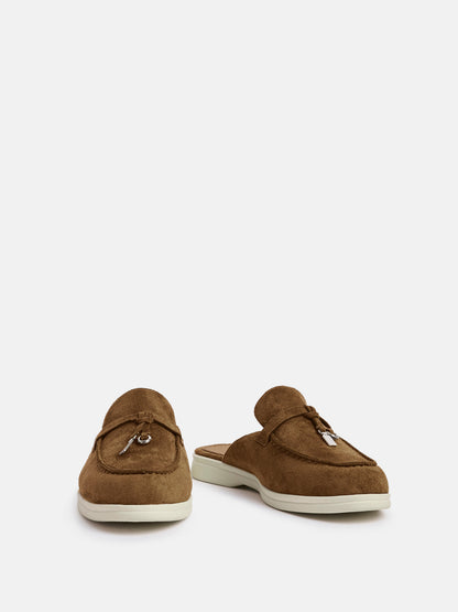 Alix Tan Faux Suede Slip On Mules