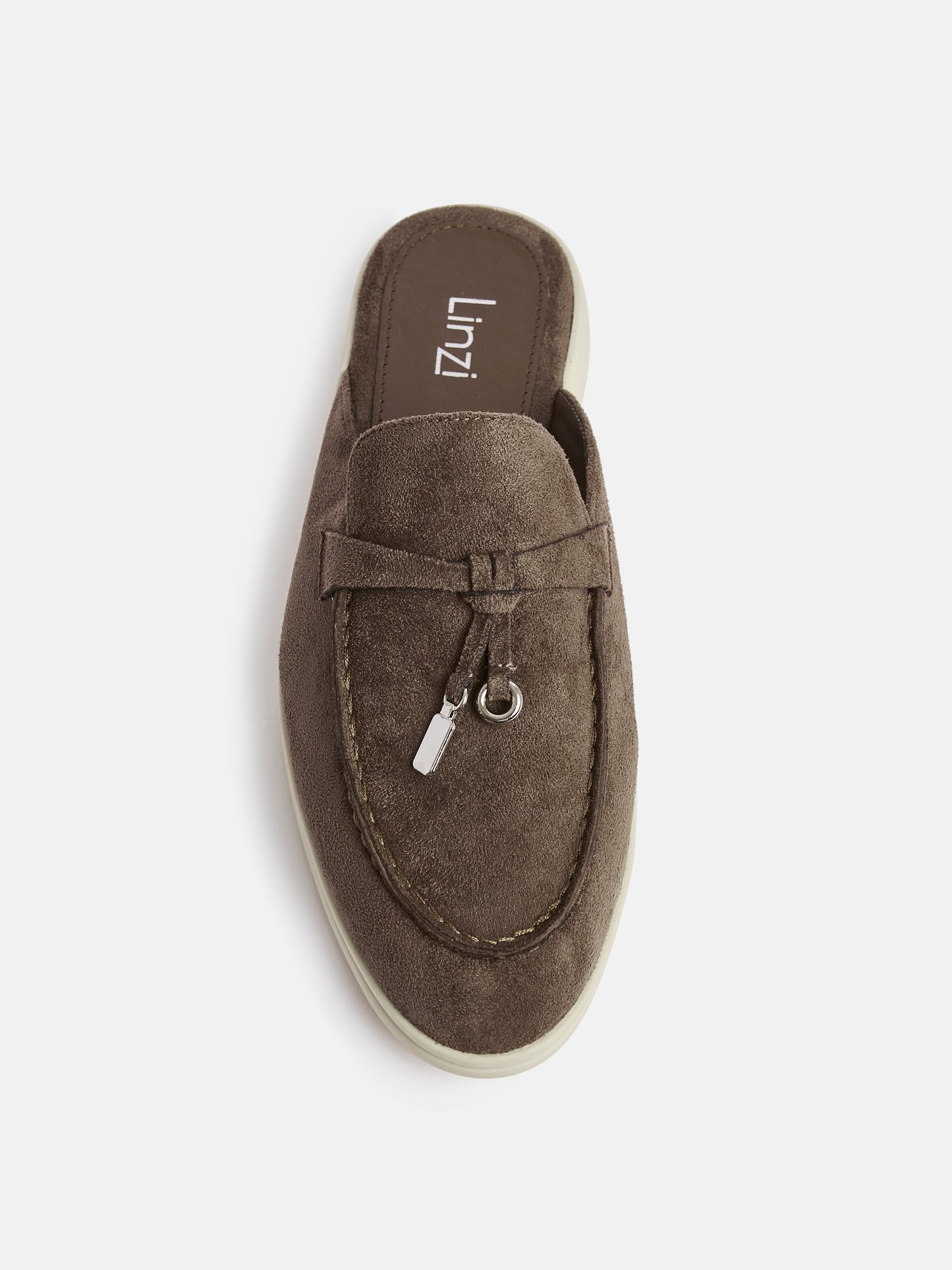 Alix Taupe Faux Suede Slip On Mules