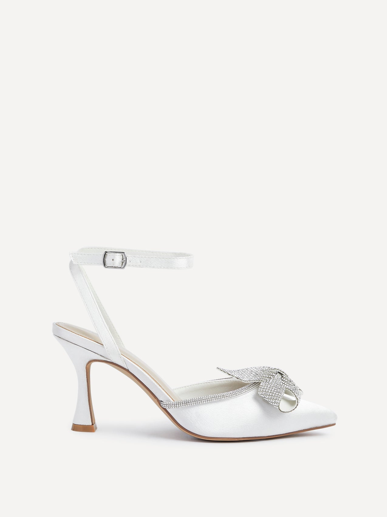 Angela Bridal Ivory Satin Bow Heels