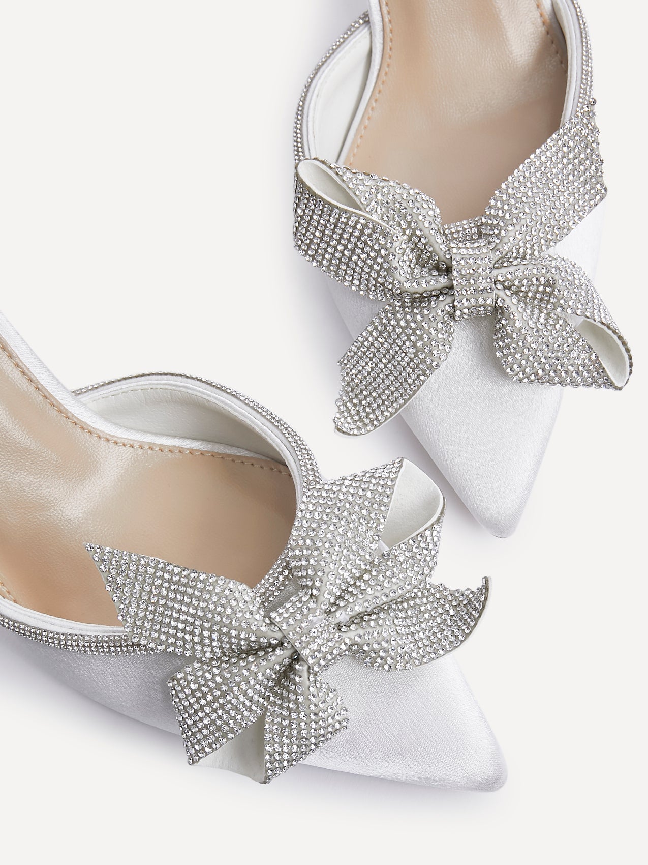 Angela Bridal Ivory Satin Bow Heels