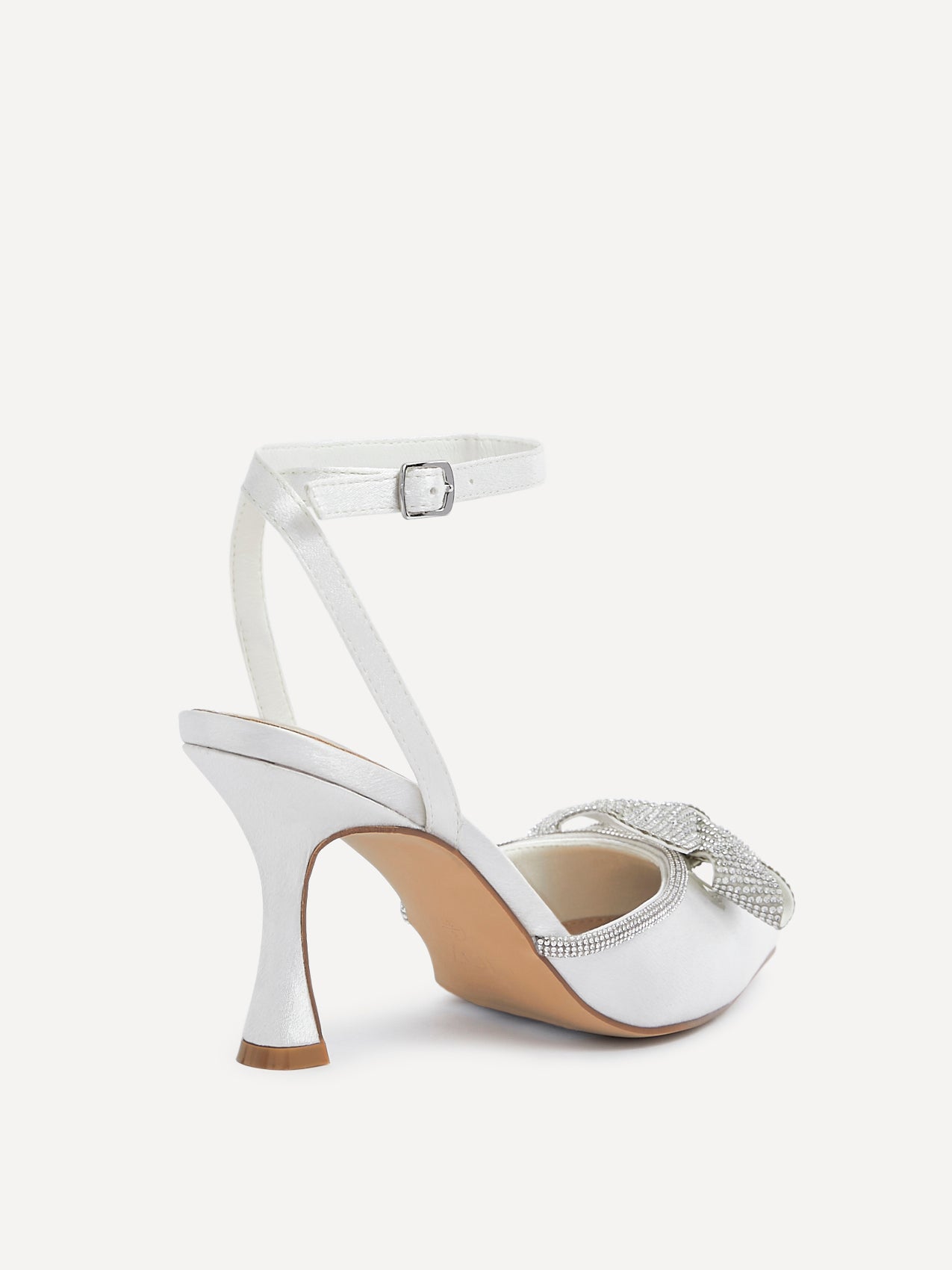Angela Bridal Ivory Satin Bow Heels