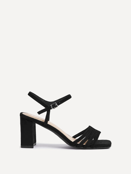 Annie Black Suede Heeled Sandals