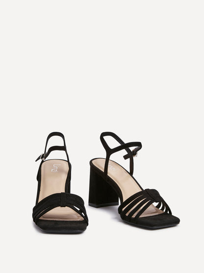 Annie Black Suede Heeled Sandals