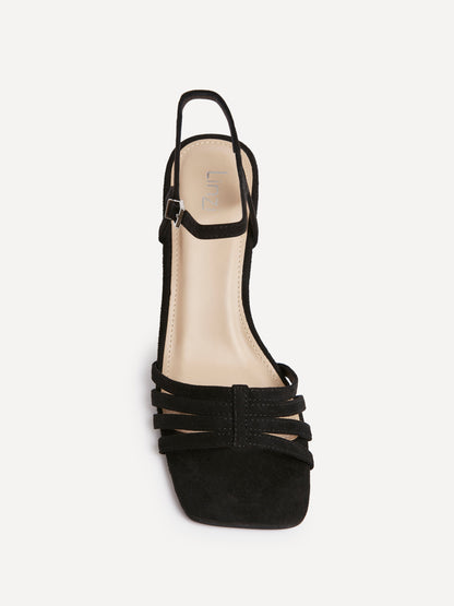 Annie Black Suede Heeled Sandals