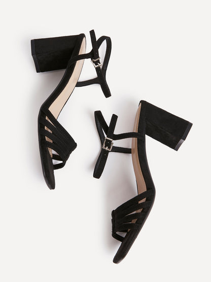 Annie Black Suede Heeled Sandals