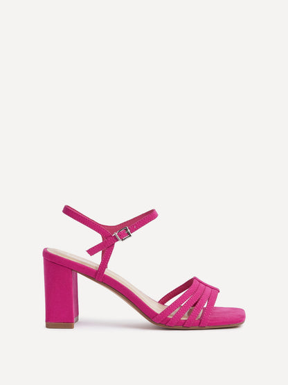 Annie Fuchsia Faux Suede Heeled Sandals