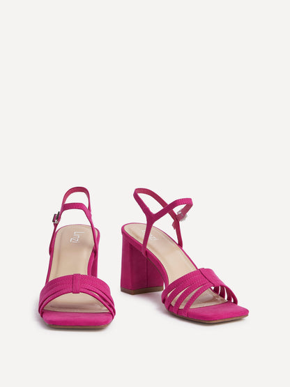 Annie Fuchsia Faux Suede Heeled Sandals