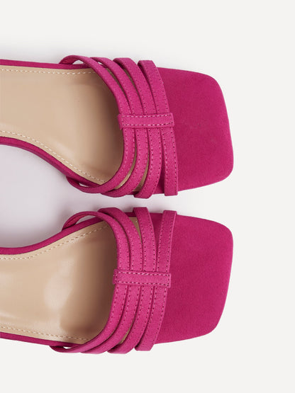 Annie Fuchsia Faux Suede Heeled Sandals