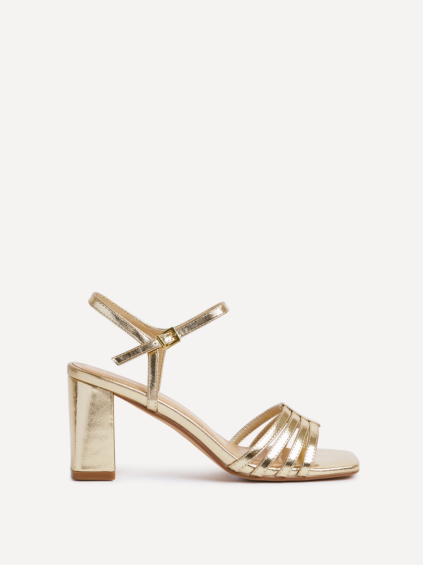 Annie Gold Faux Leather Heeled Sandals
