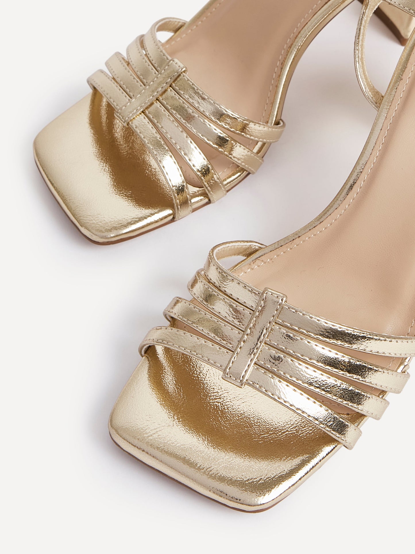 Annie Gold Faux Leather Heeled Sandals