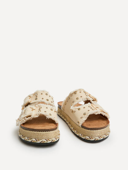 Bahama Beige Diamante Flatform Sandals
