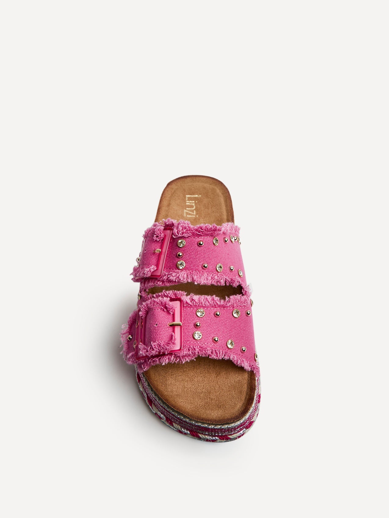 Bahama Fuchsia Diamante Flatform Sandals