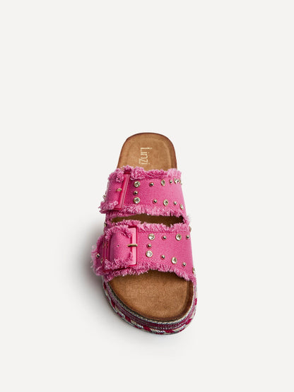 Bahama Fuchsia Diamante Flatform Sandals