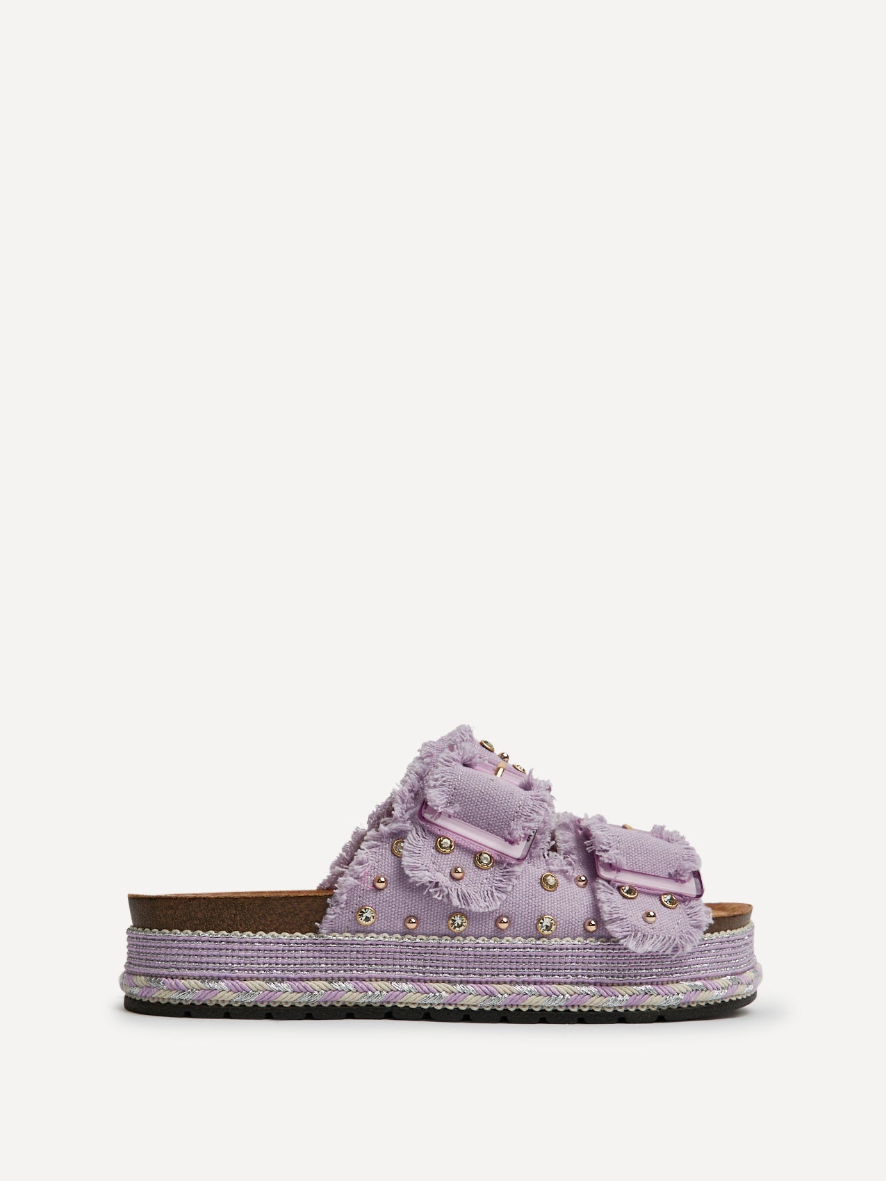 Bahama Lilac Diamante Flatform Sandals