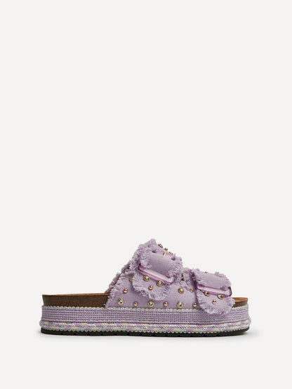 Bahama Lilac Diamante Flatform Sandals