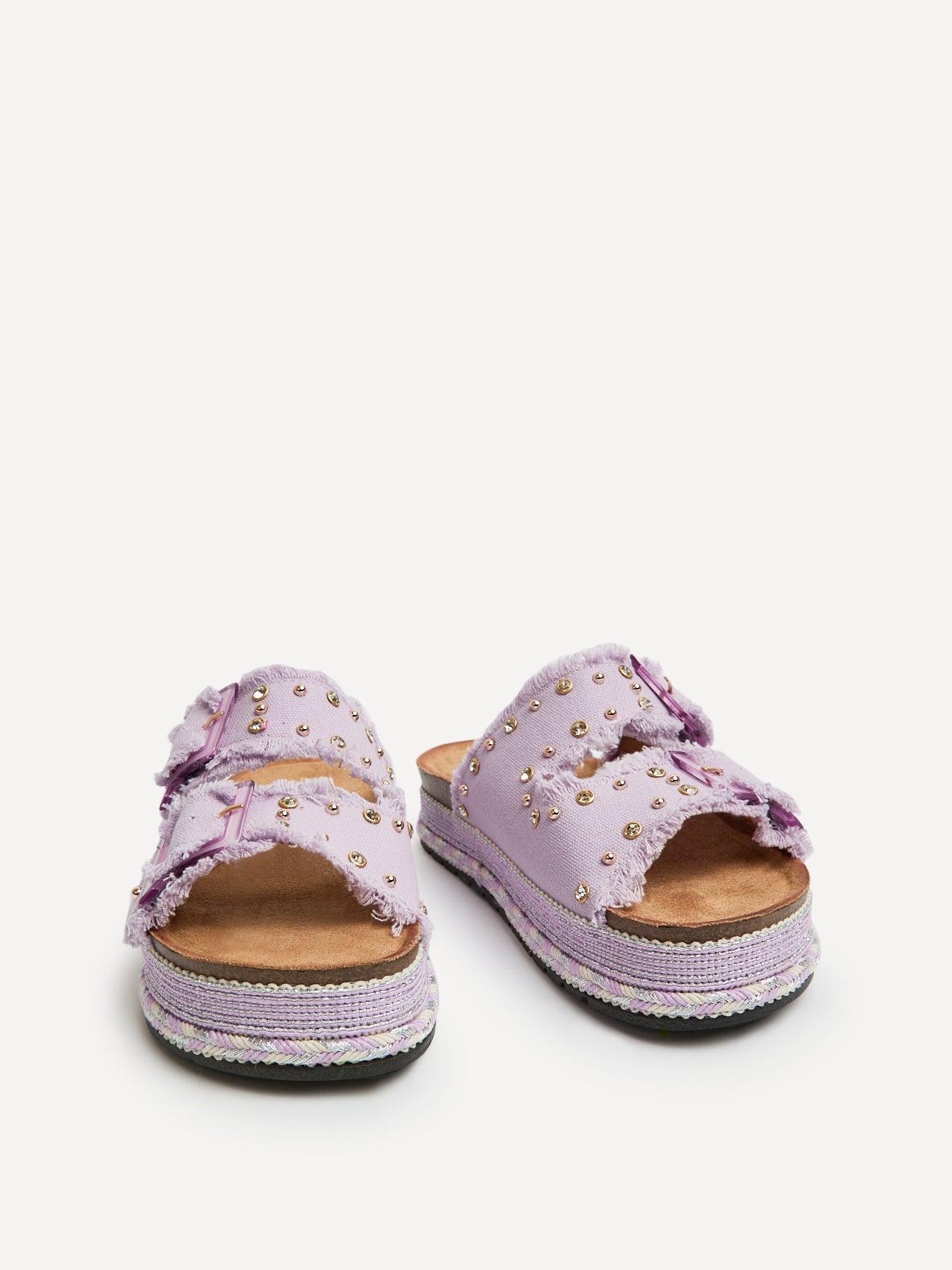 Bahama Lilac Diamante Flatform Sandals