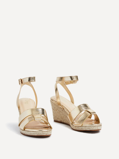 Bahia Gold Espadrille Wedge Sandals
