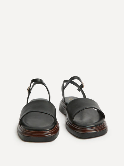 Balance Black Flat Sandals