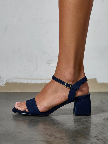 Darcie Navy Faux Suede Heeled Sandals