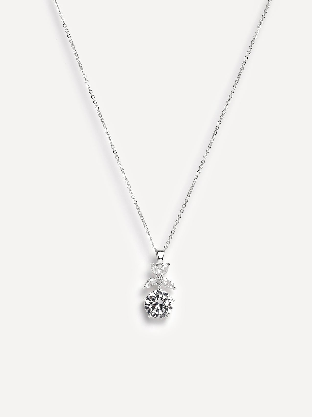 Beau Silver Crystal Drop Necklace