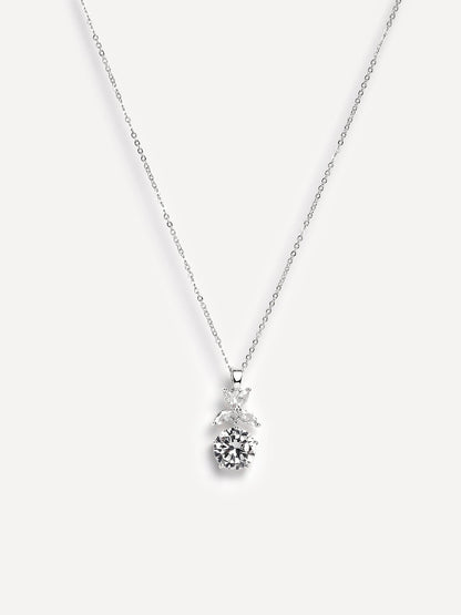 Beau Silver Crystal Drop Necklace