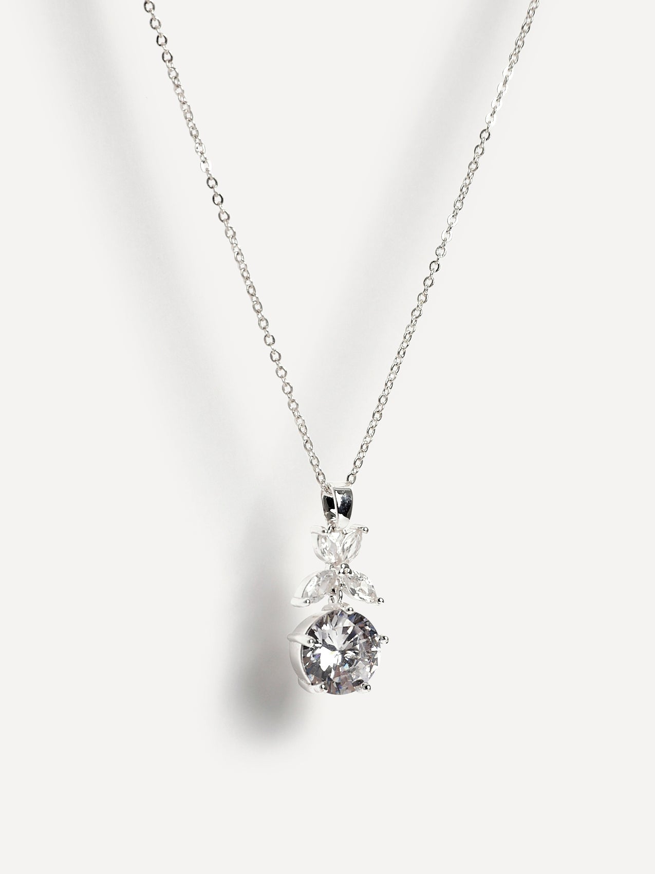 Beau Silver Crystal Drop Necklace