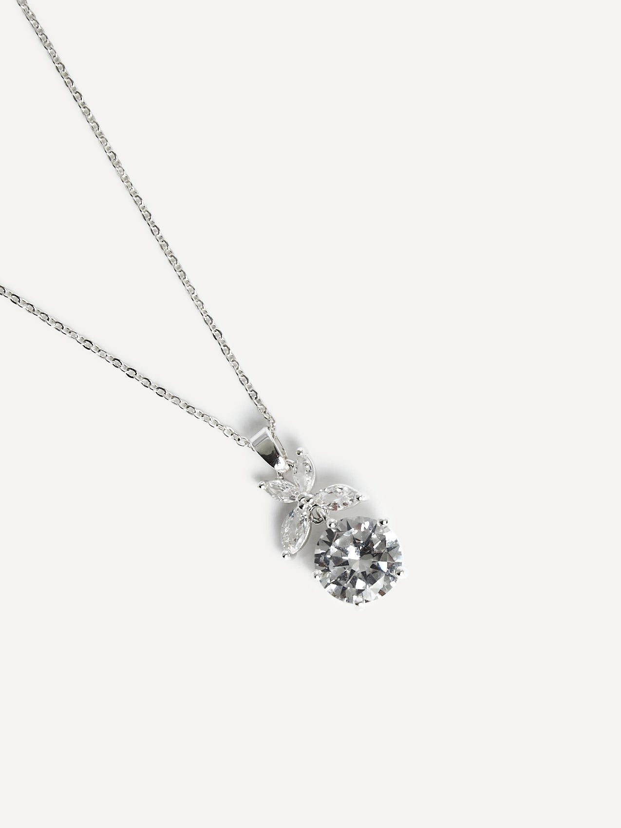 Beau Silver Crystal Drop Necklace