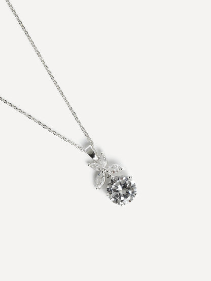 Beau Silver Crystal Drop Necklace