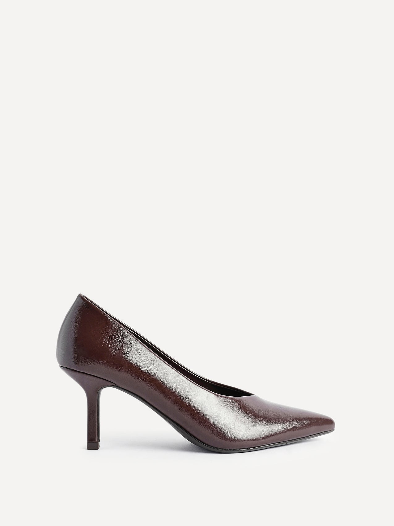 Bellamy Brown Faux Leather V-Cut Court Heels