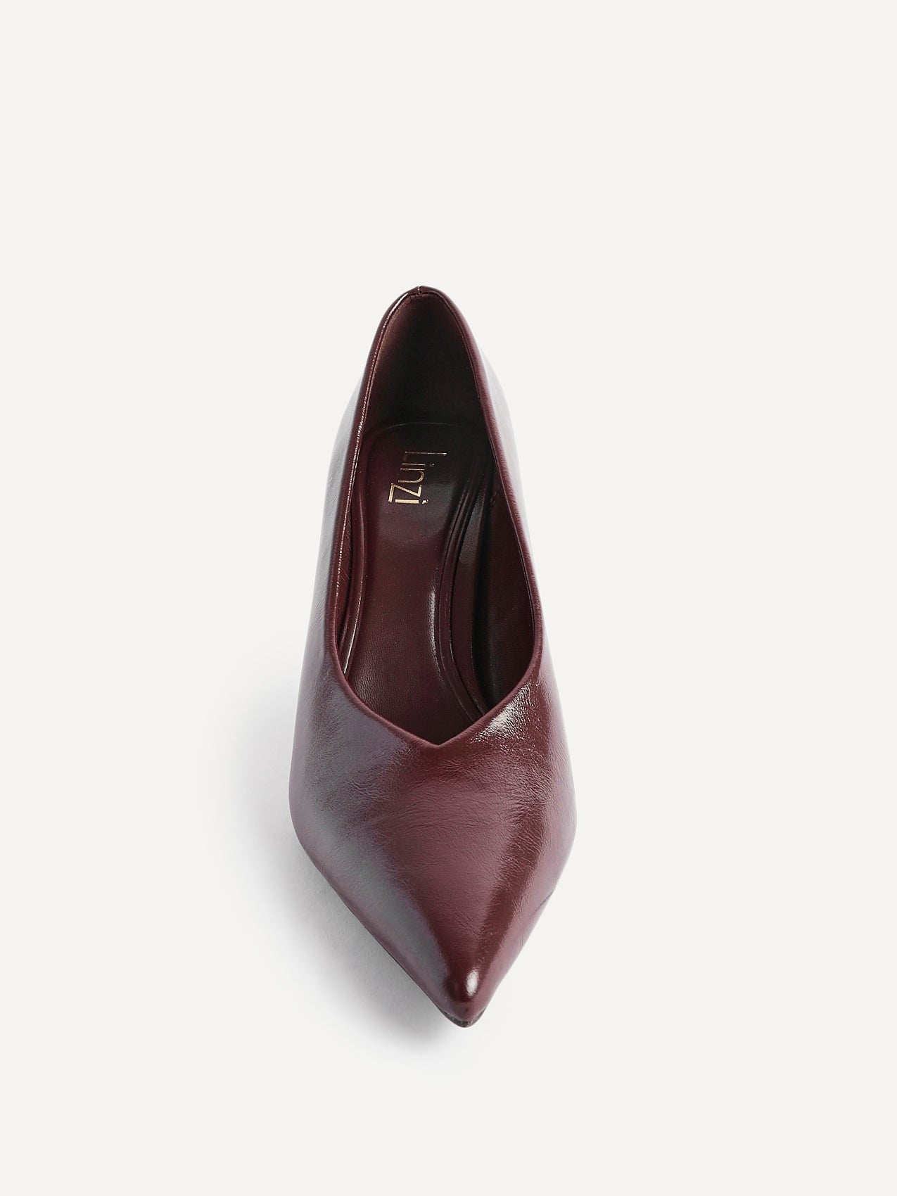 Bellamy Brown Faux Leather V-Cut Court Heels